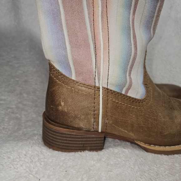 Justin LATTIE WHEAT Womens 6.5B Western Cowboy Boots L2967 Leather Square Toe - Picture 4 of 16